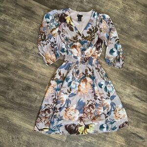 Chic Floral Midi Dress with V-Neck